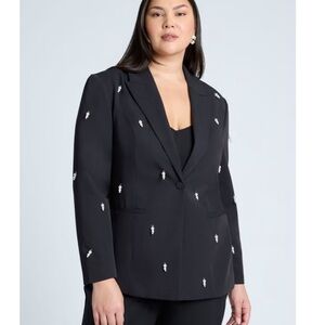 Eloquii Black Embellished Blazer